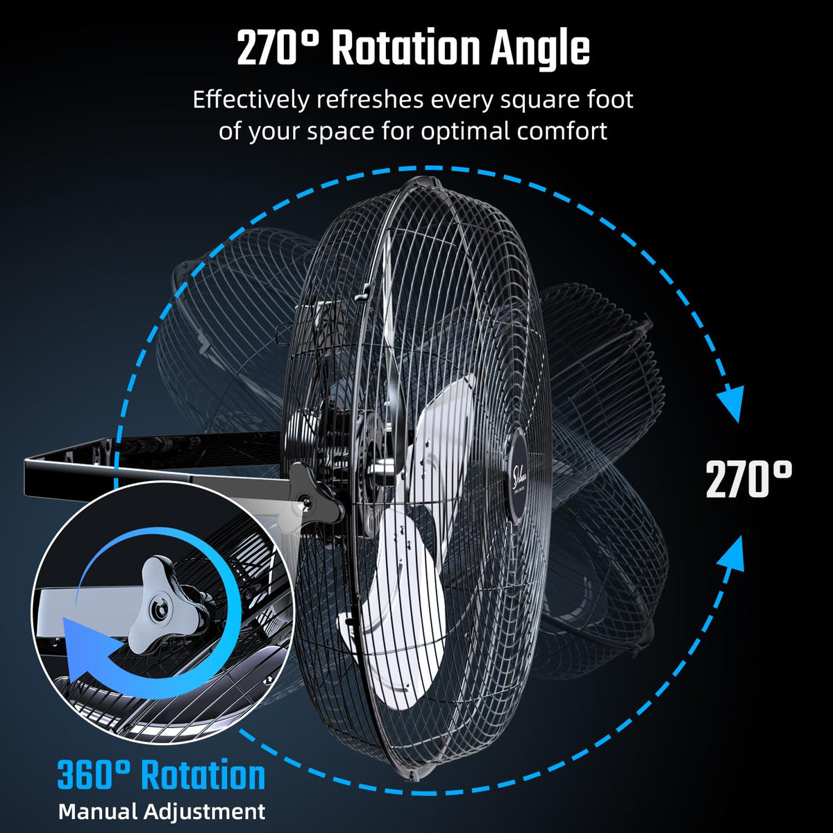 20 Inch High Velocity 3 Speed Black Wall-Mount Fan L4689