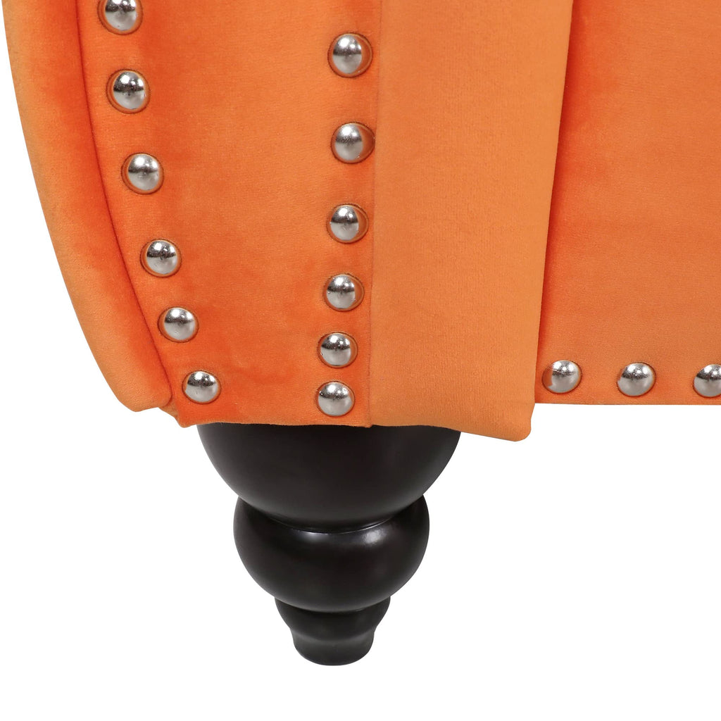 Orange Velvet 3 Seater Sofa T44916