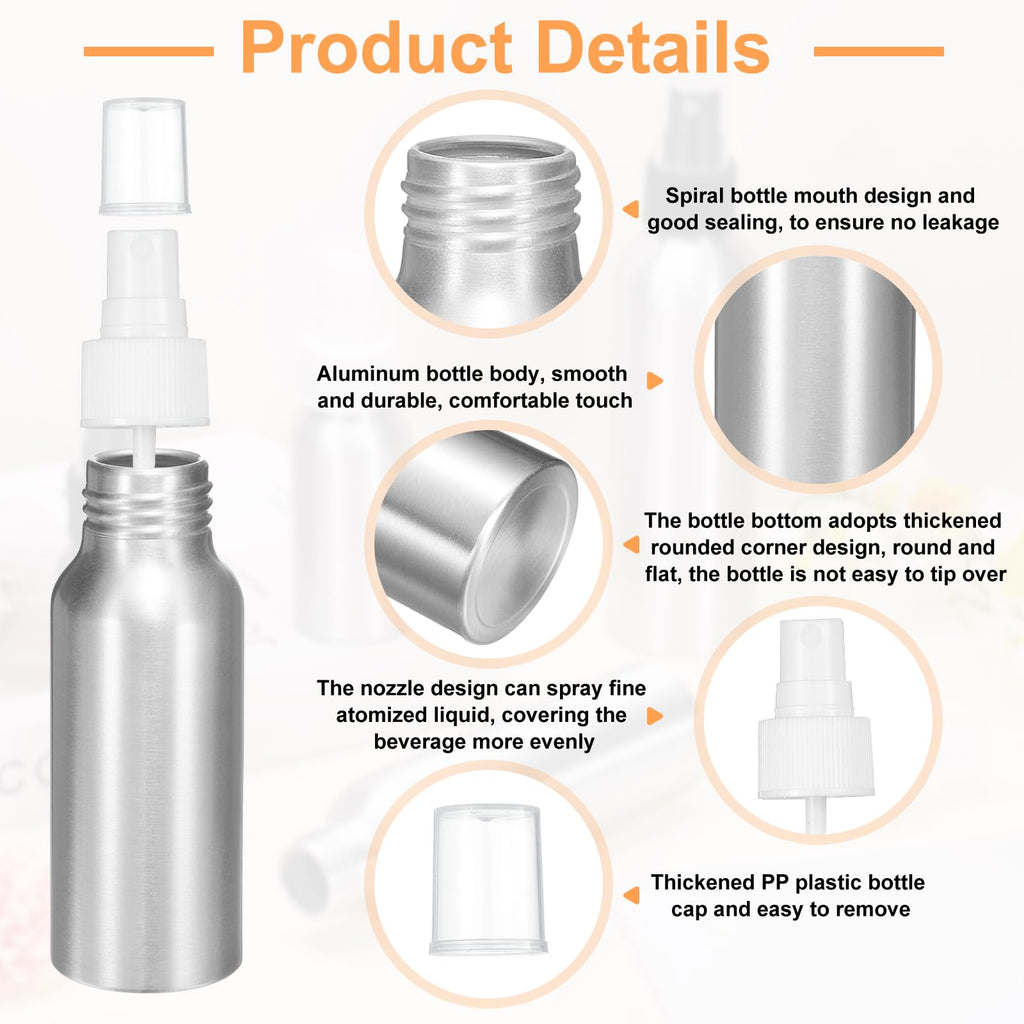 5 Pc 80 ml Aluminum Fine Mist Spray Bottles Q44204
