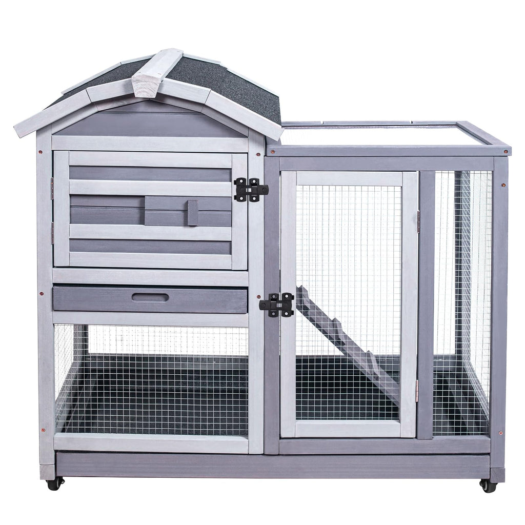 Wooden Rabbit Hutch with Waterproof Roof C169418