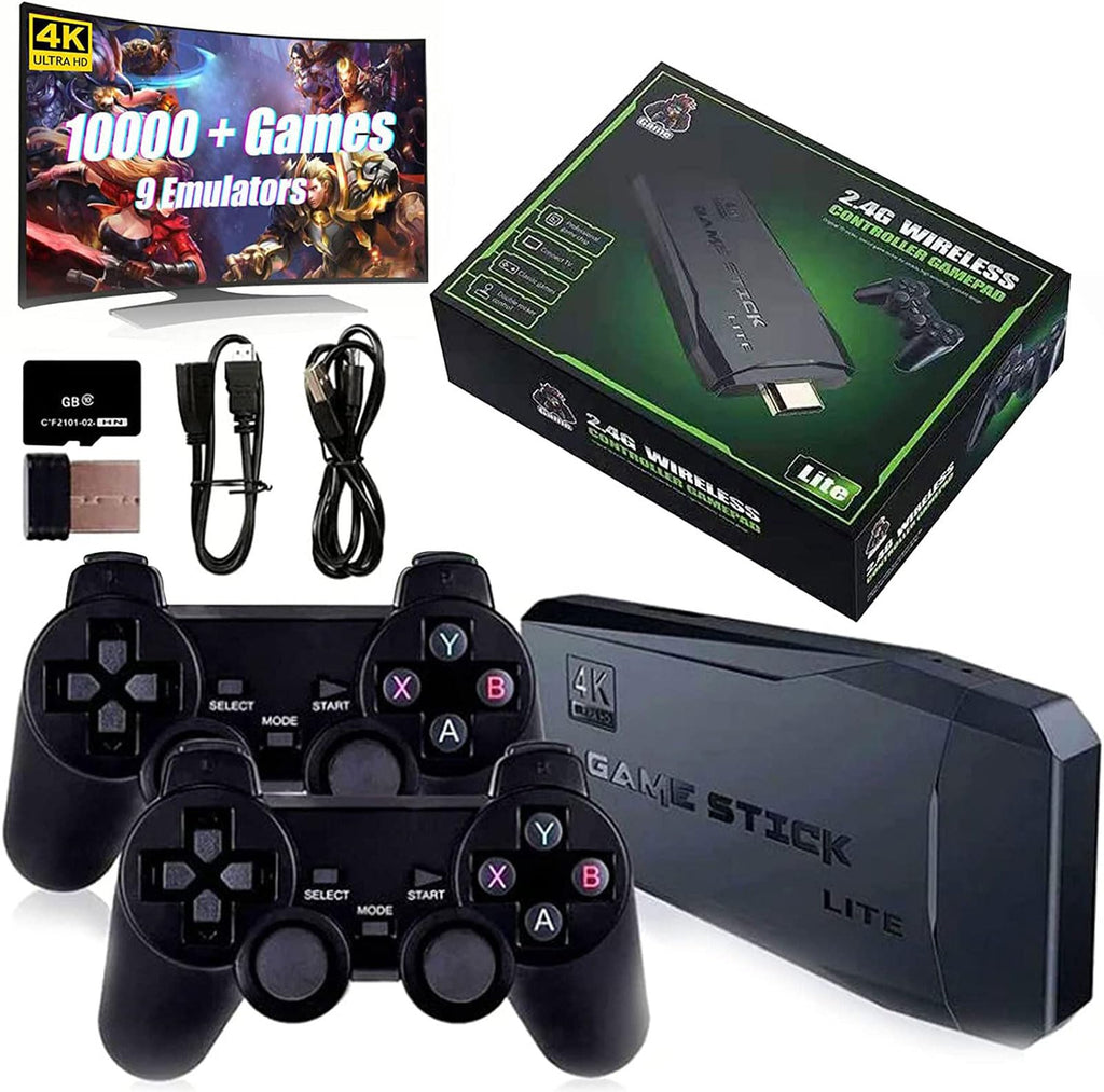 Black Wireless Retro Game Console with 2.4G Controllers I11507