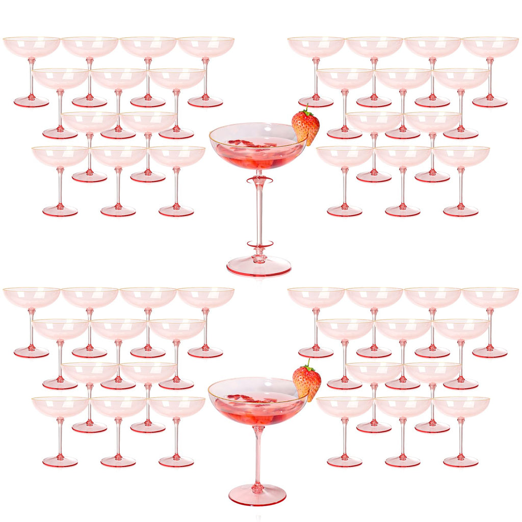 9oz Pink Plastic Martini Glasses Set K19735