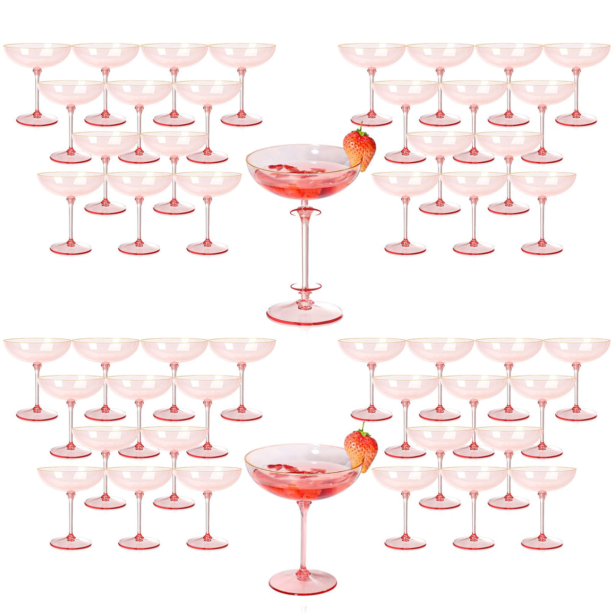 9oz Pink Plastic Martini Glasses Set K19735