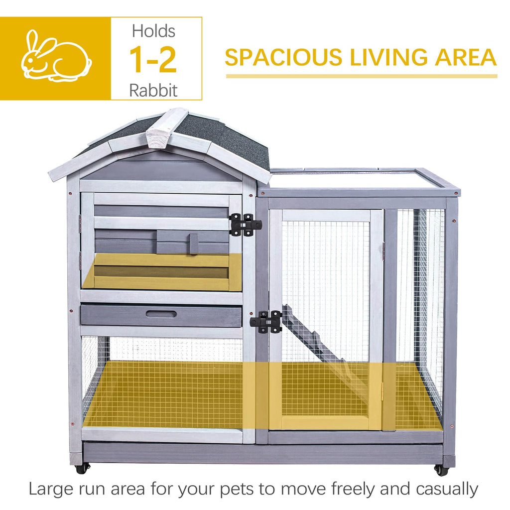 Wooden Rabbit Hutch with Waterproof Roof C169418