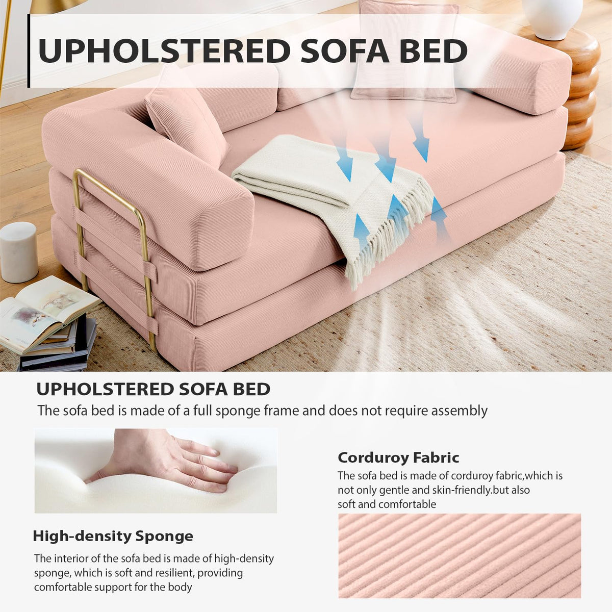 Pink Futon Sleeper Sofa Bed X29546