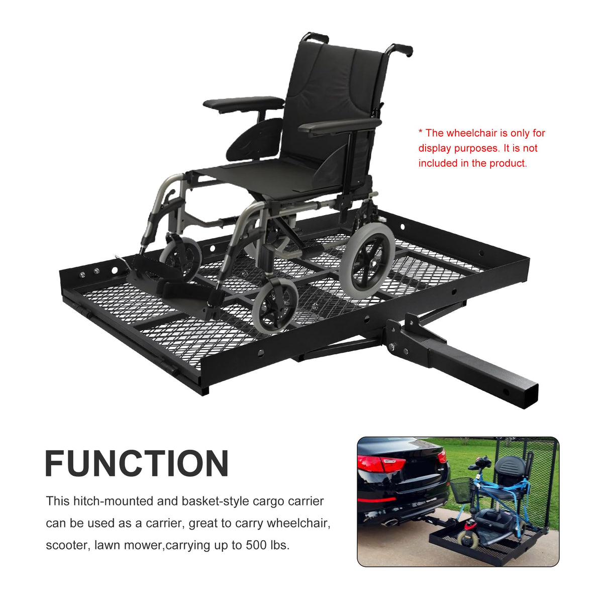 Folding Wheelchair Scooter Carrier Rack 250KG Ramp Hitch Mount G26962