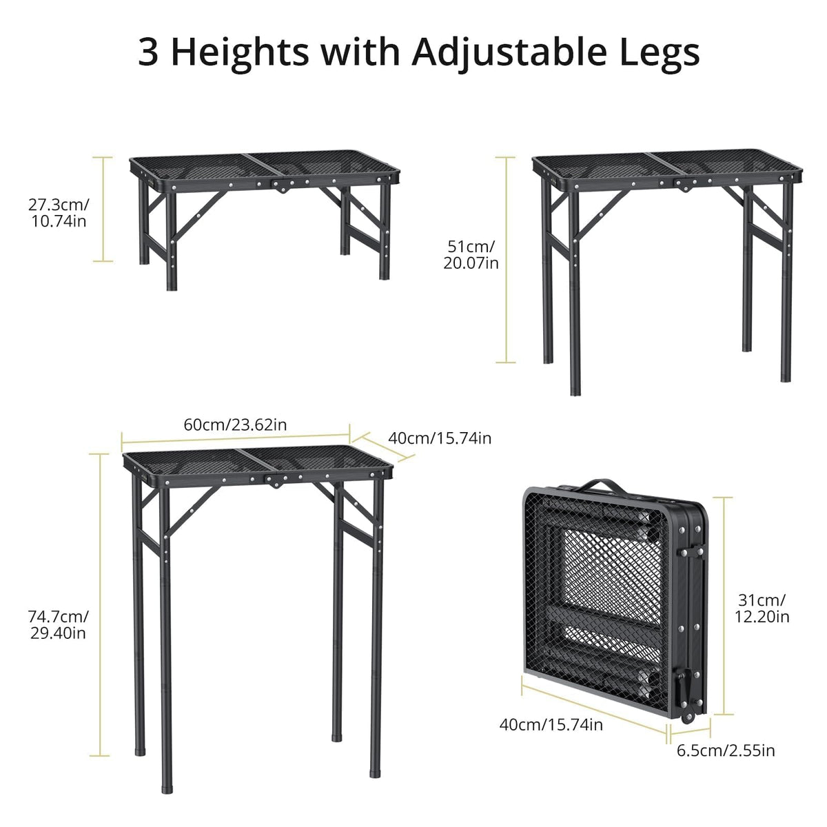 2ft Folding Camping Grill Table Black N134100