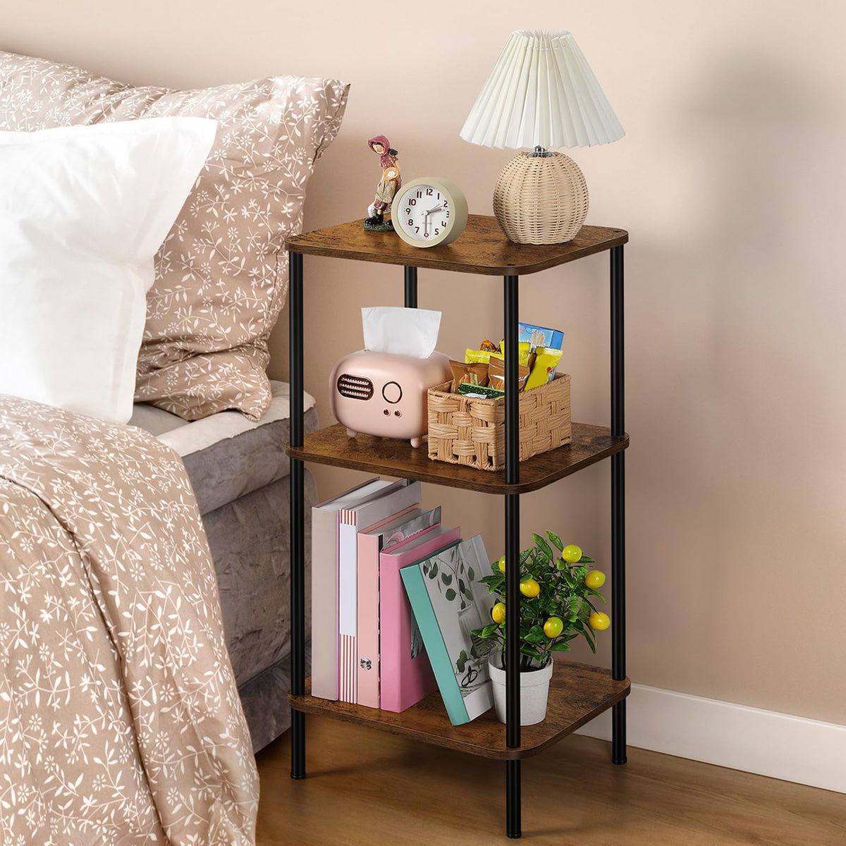 3 Tier Rustic Brown End Table Z895