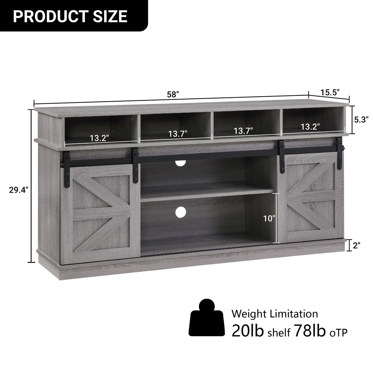 Grey Sliding Barn Door TV Stand P8980