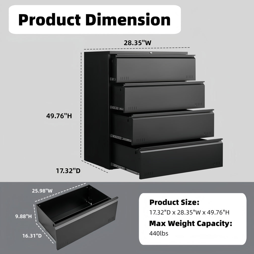 4 Drawer Metal File Cabinet with Lock N454429