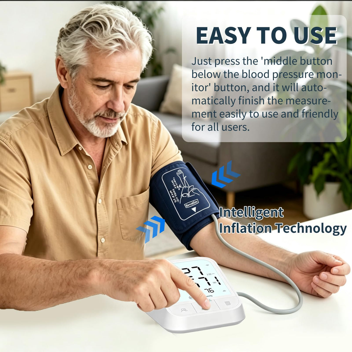 Upper Arm Blood Pressure Monitor, Automatic Digital with Voice Broadcast, Backlit LED Display, Adjustable Cuff D241737