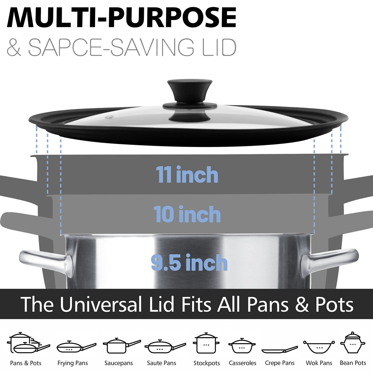 Silicone Universal Lid for Pots, Pans and Skillets N86402