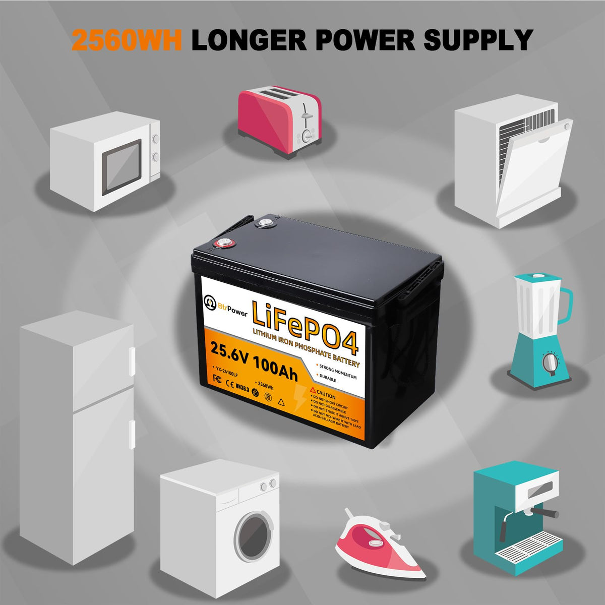 24V 100Ah Deep Cycle LiFePO4 Battery C323358