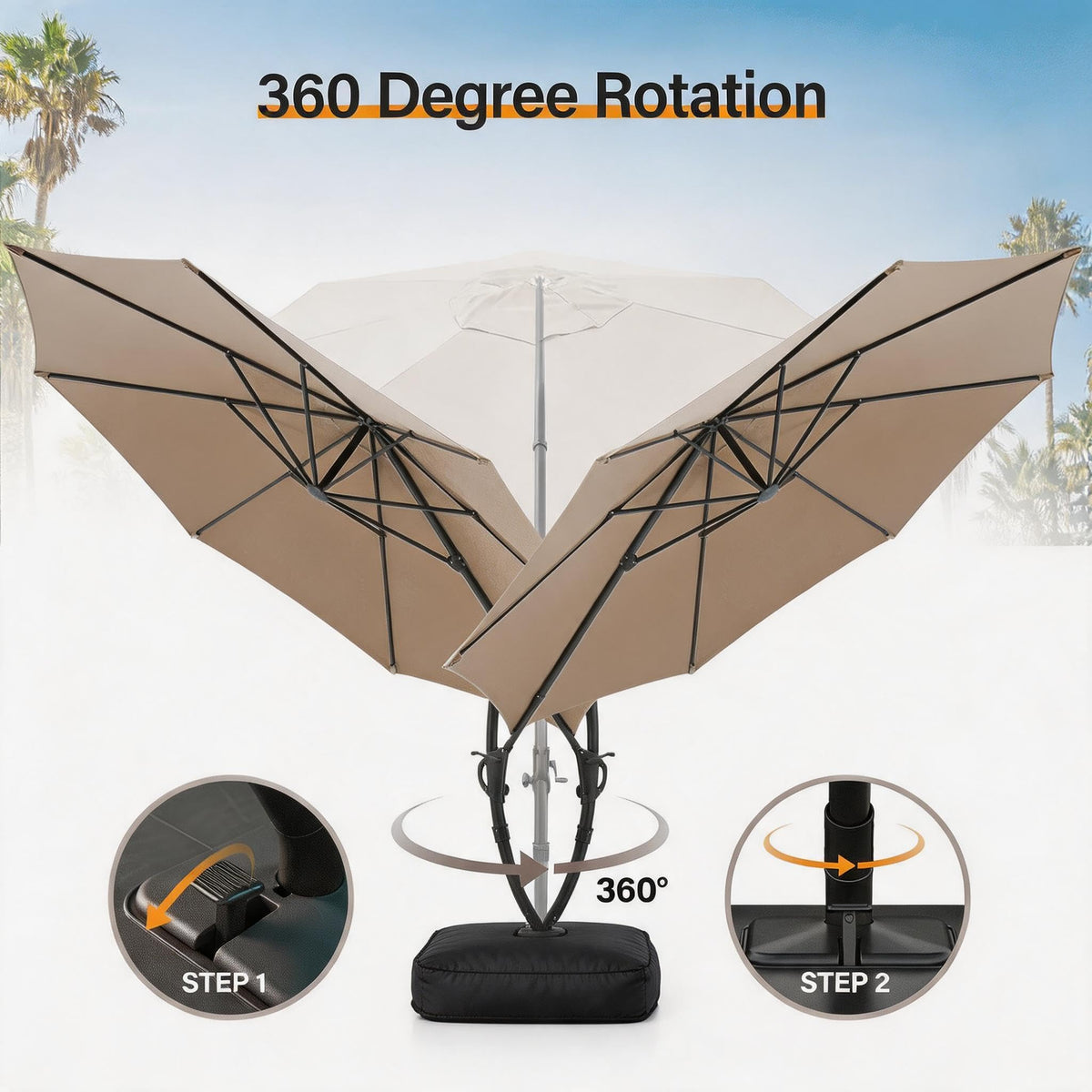 Patio Cantilever Umbrella with Base W933733