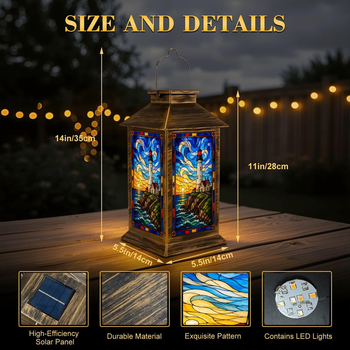 Solar Lantern Outdoor Waterproof LED Hanging Tabletop Lamp M86498