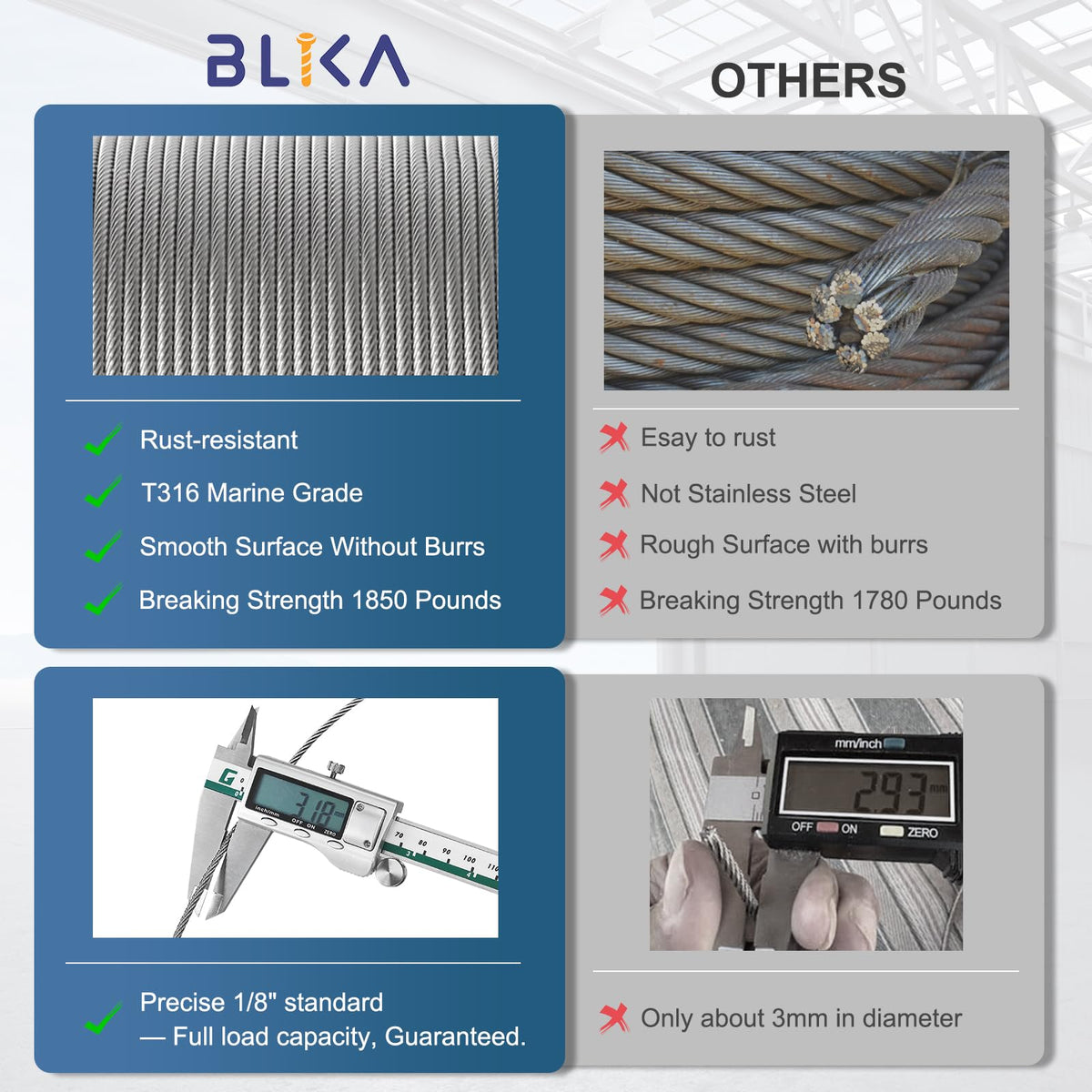 1000FT 1/8" Stainless Steel Cable H9616