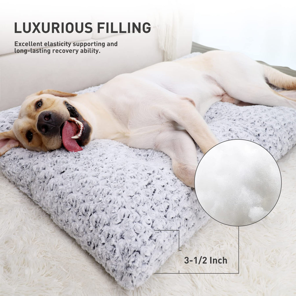 Washable Plush Dog Bed Medium 35"x23" Gray H824720