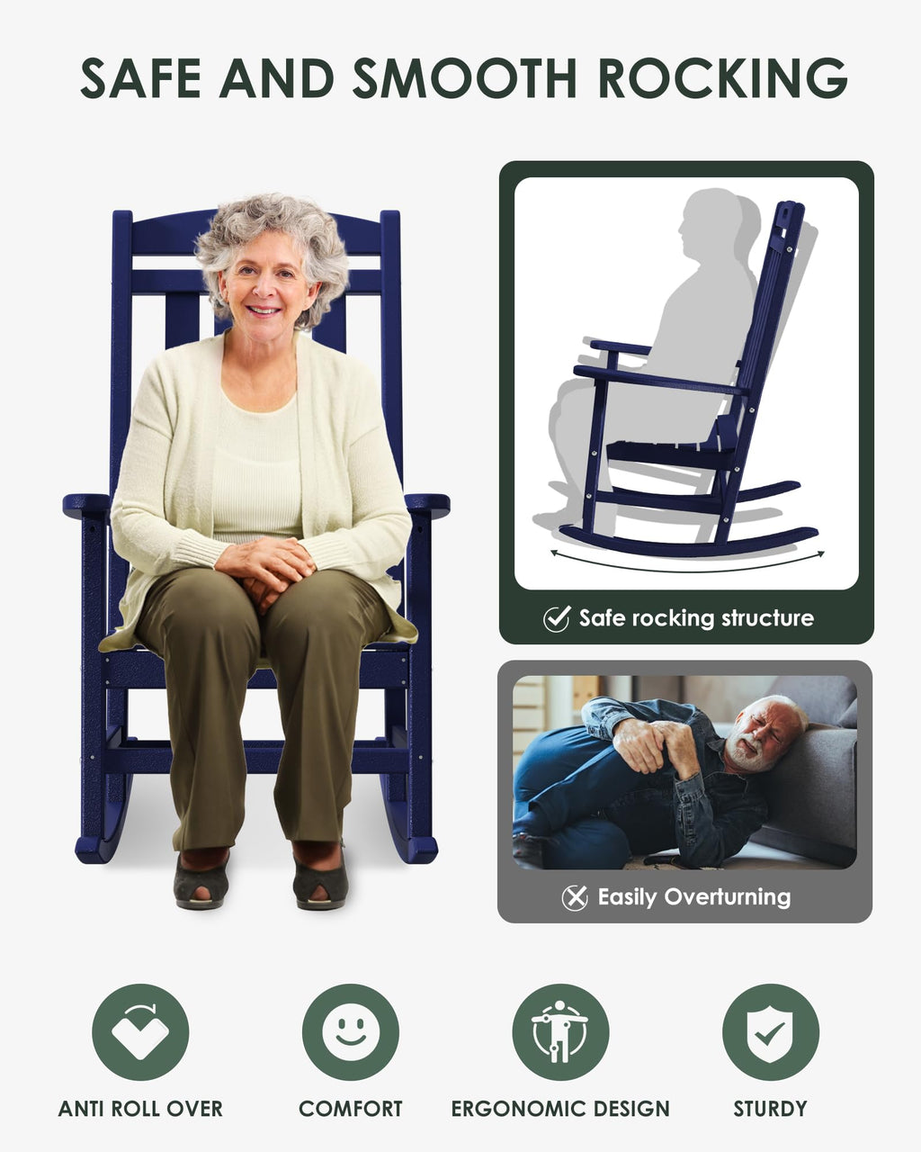 All-Weather Resistant Poly Lumber Rocking Chair J300