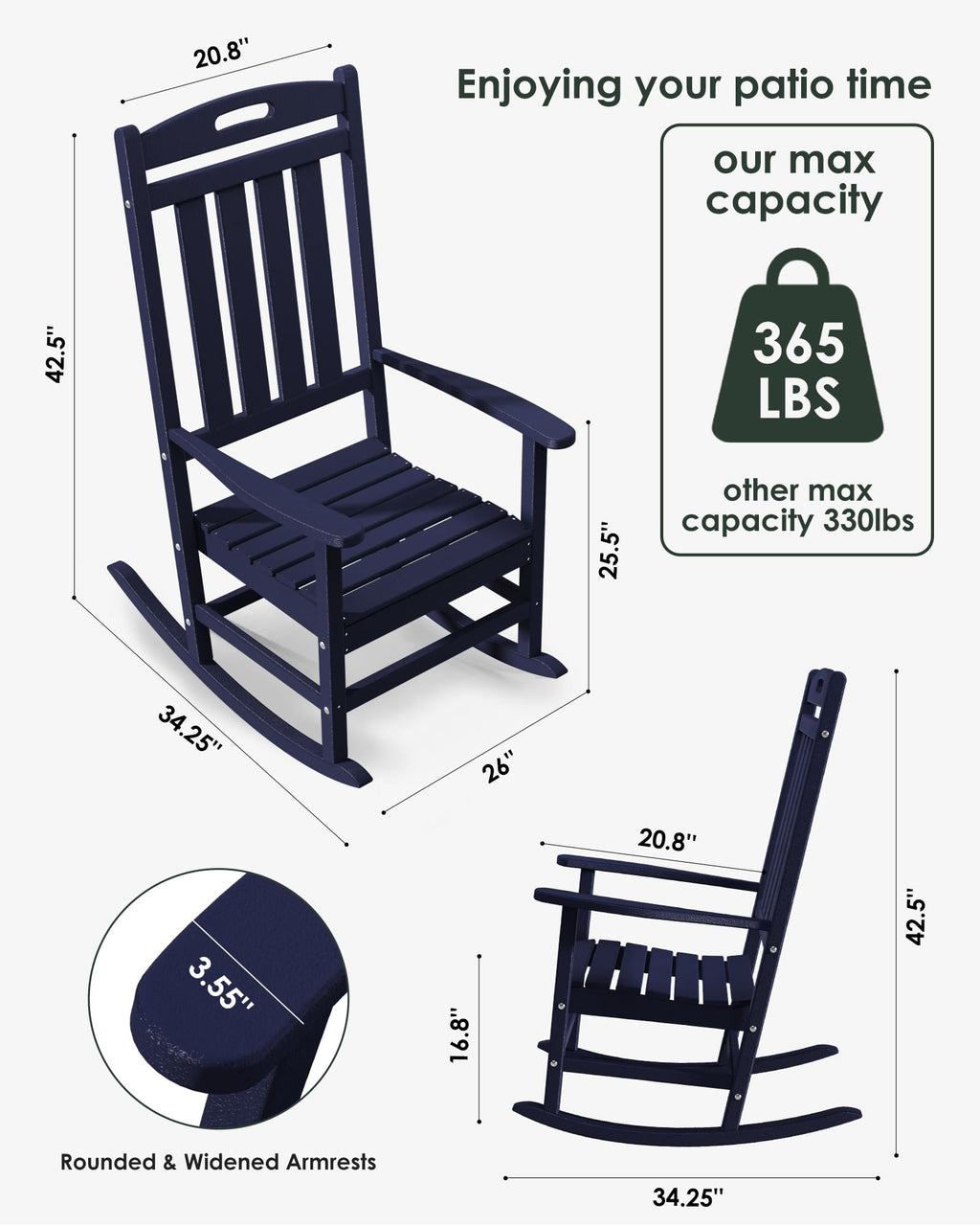 All-Weather Resistant Poly Lumber Rocking Chair J300