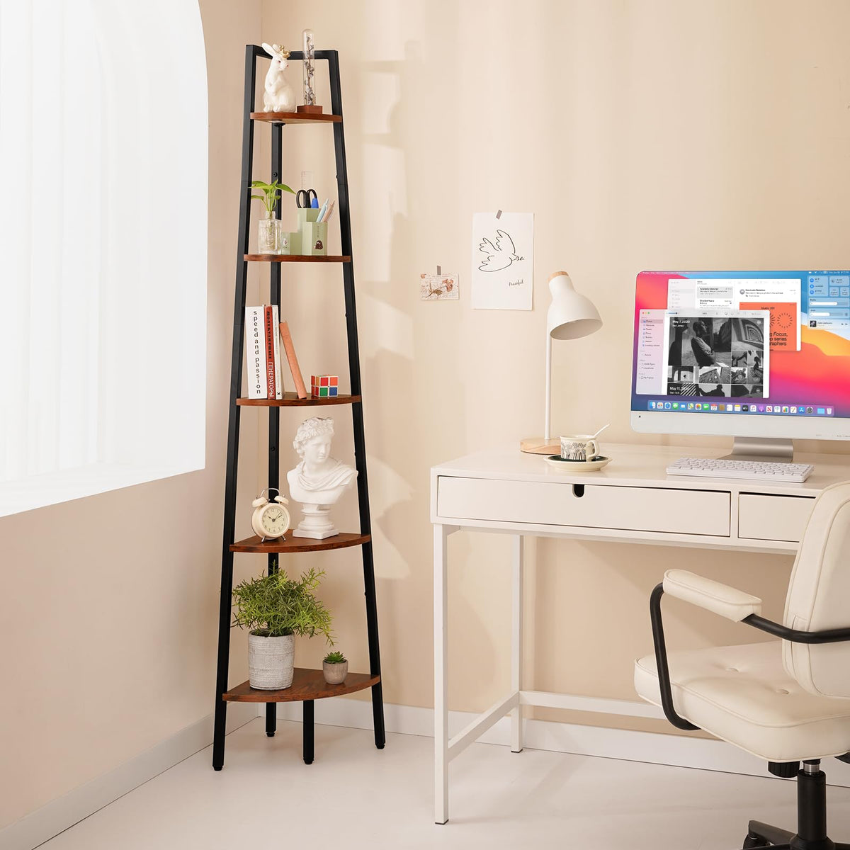 5-Tier Corner Shelf Stand with Metal Frame V631