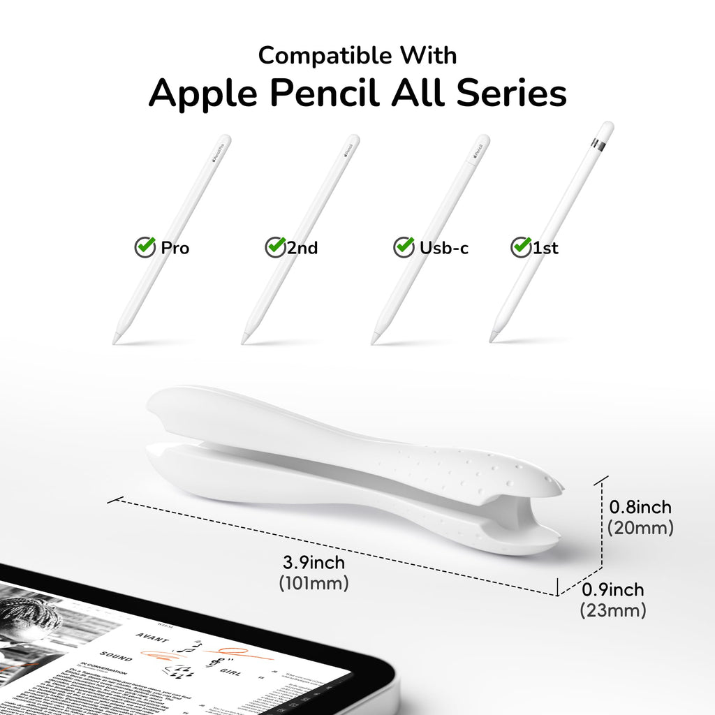 Compatible with Apple Pencil Pro 1st/2nd Generation USB-C Silicone Sleeve White N126935