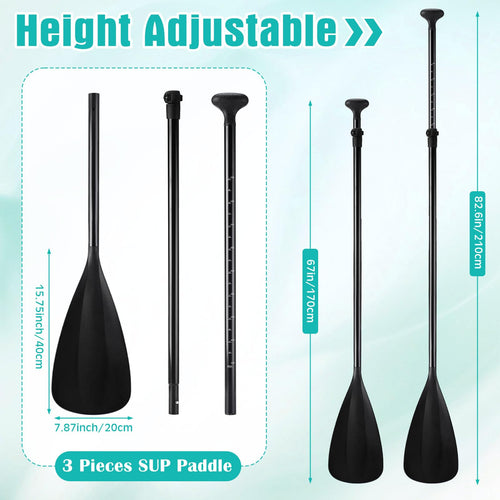 3 Pieces Paddle Board Paddle with Leash Detachable Aluminum Alloy Shaft G53829