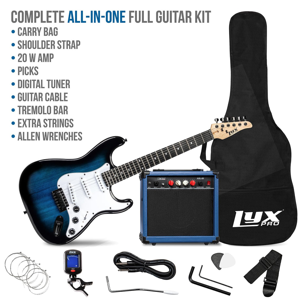 39 inch Electric Guitar Kit with Amplifier Blue V891709