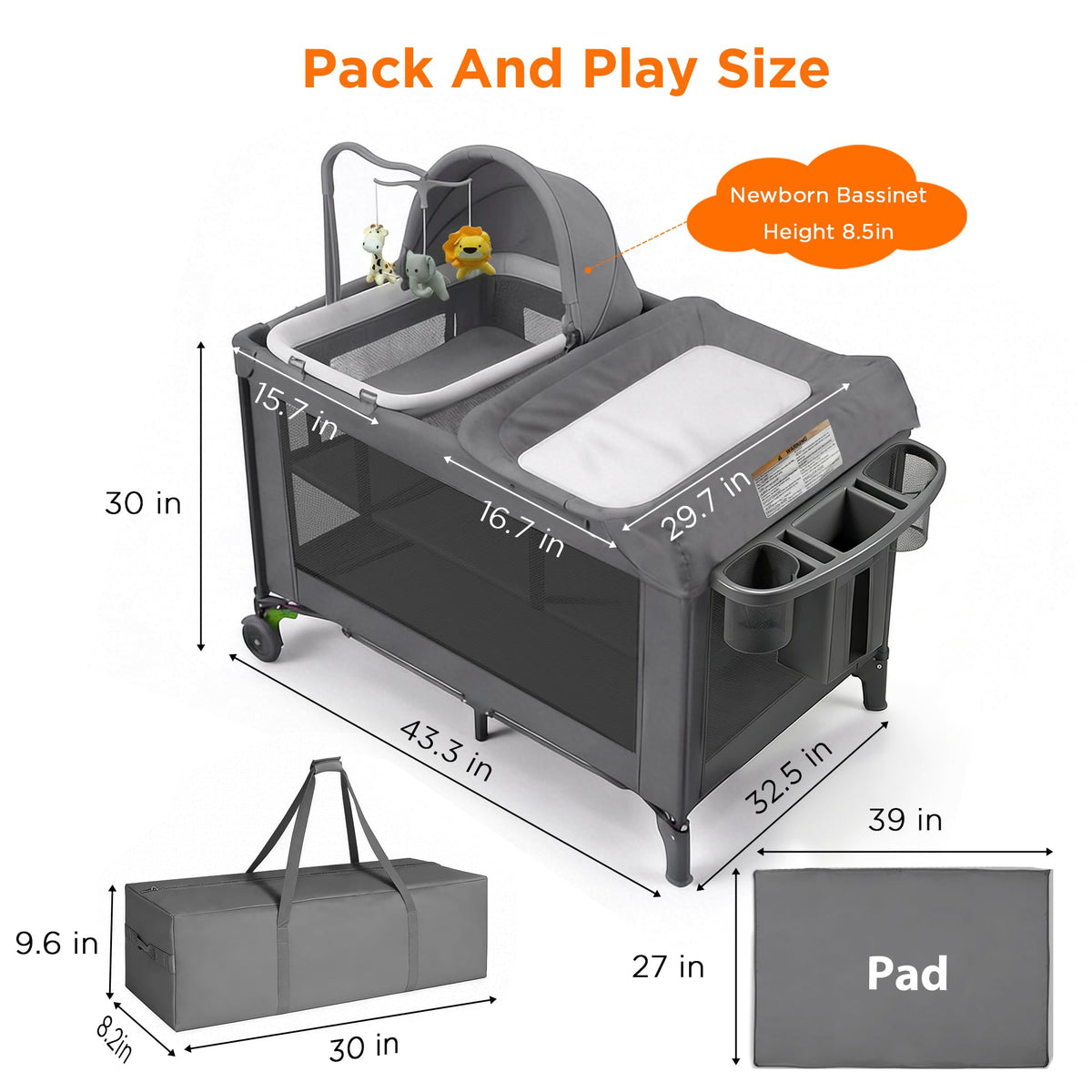 4 in 1 Baby Pack and Play with Bassinet G34704