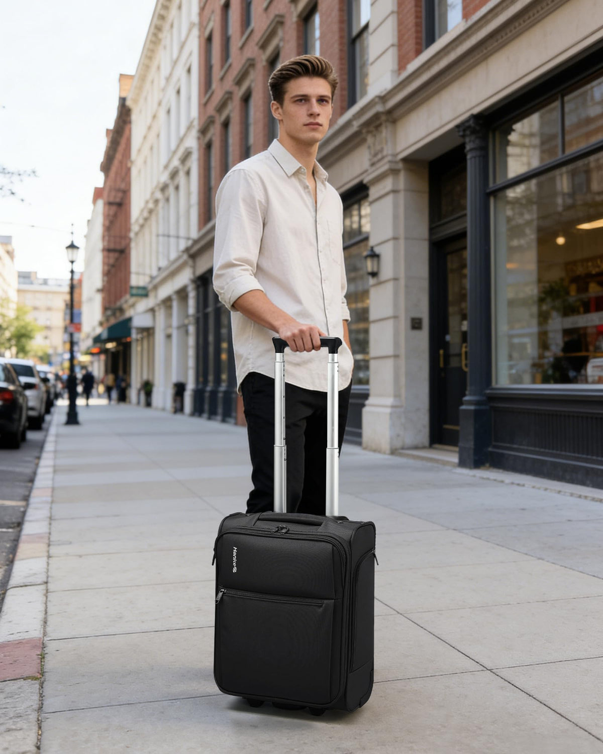 17 Inch Black Underseat Carry On Luggage with Wheels A737