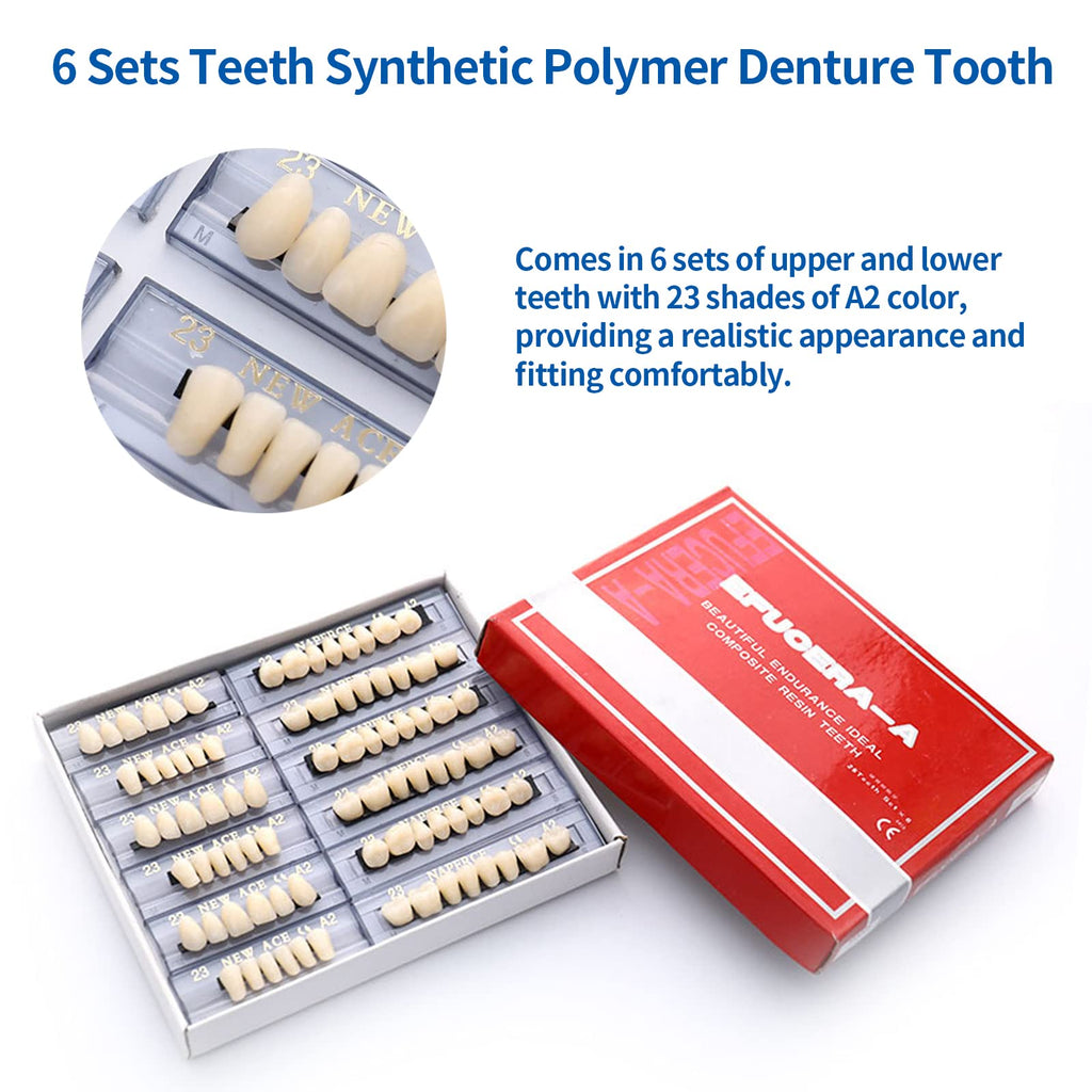 168 Pieces Acrylic Resin Denture Teeth 6 Sets 23 Shade A2 Upper + Lower L45497