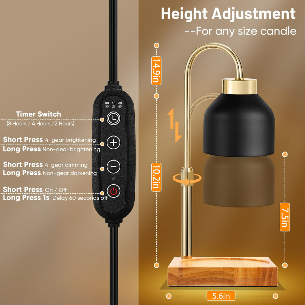 Adjustable Dimmable Electric Candle Warmer Lamp with Timer T153137