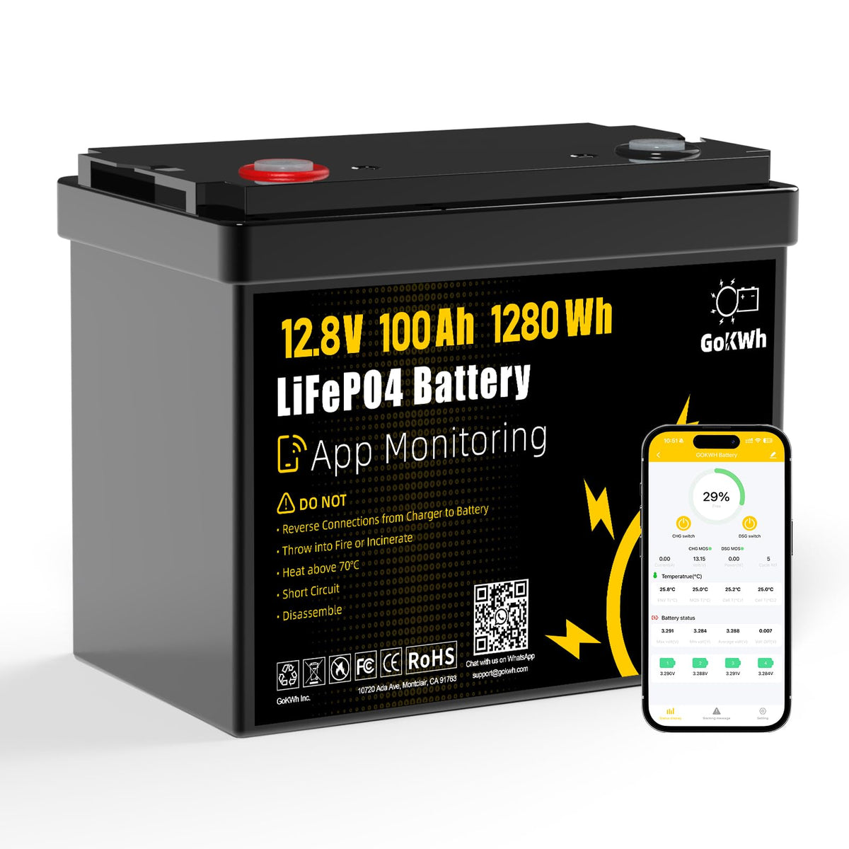 12V 100Ah LiFePO4 Lithium Battery J658