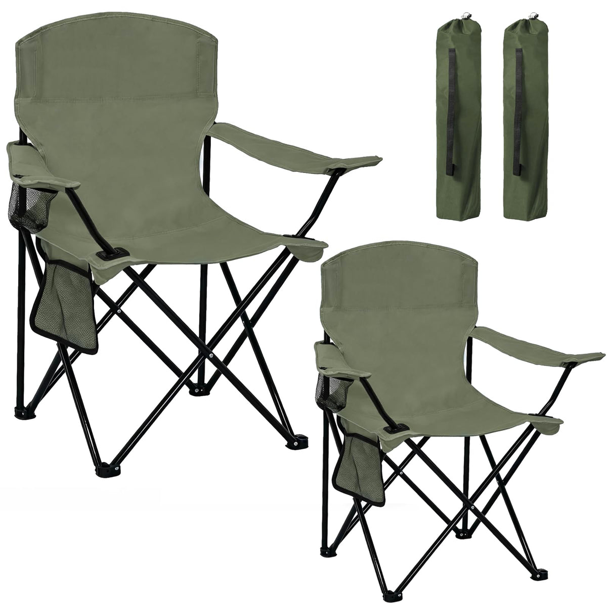 2 Pack Olive Green Portable Folding Camping Chair S722815