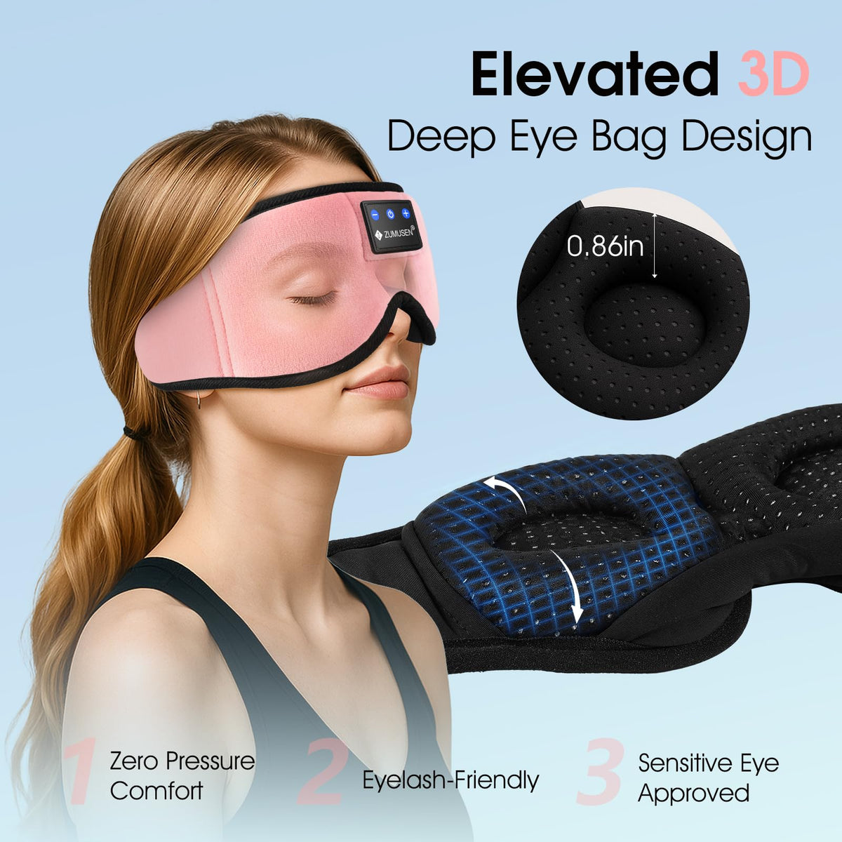 Bluetooth Sleep Headphones 3D Wireless Music Eye Mask E81333