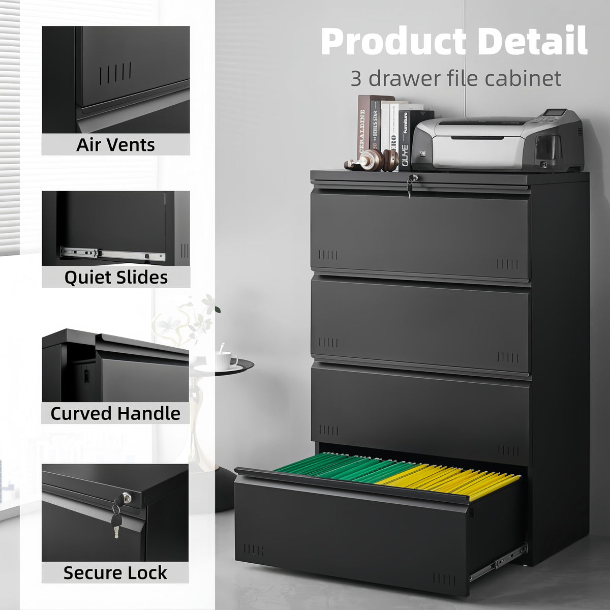 4 Drawer Metal File Cabinet with Lock N454429