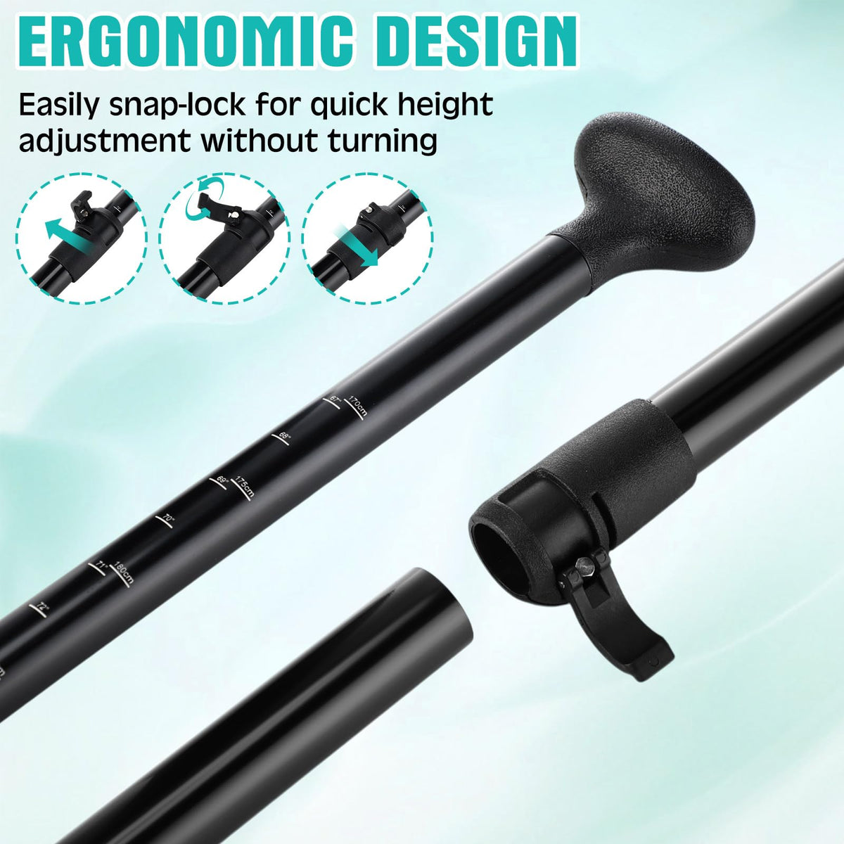 3 Pieces Paddle Board Paddle with Leash Detachable Aluminum Alloy Shaft G53829