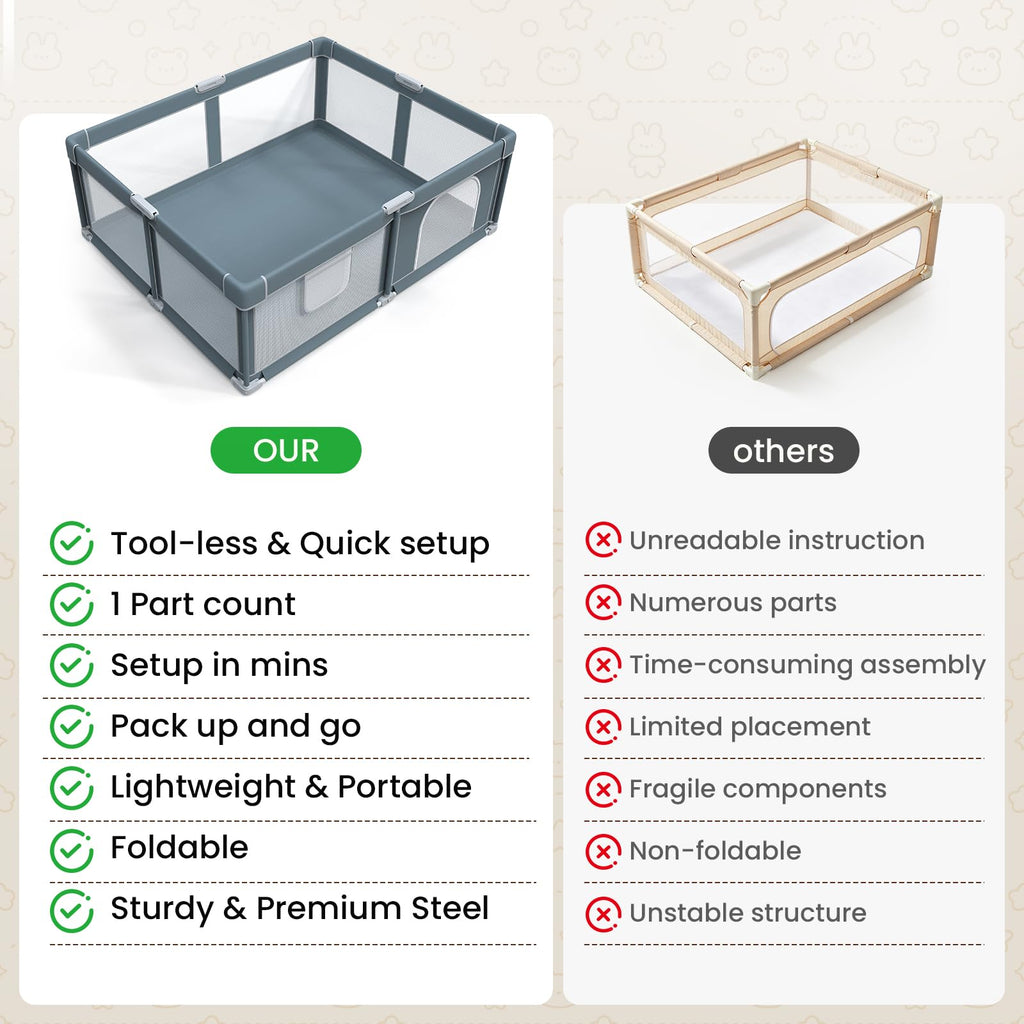 Foldable Baby Playpen 71x59 Inch J738