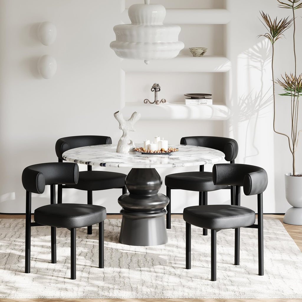 Black Faux Leather Dining Chairs Set of 4 U3270