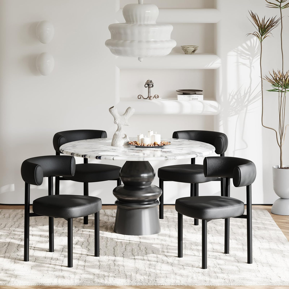 Black Faux Leather Dining Chairs Set of 4 U3270