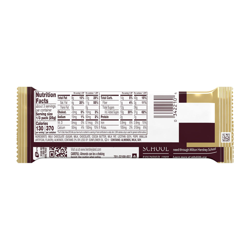 Milk Chocolate with Whole Almonds Candy Bar 2.6 oz Q6916