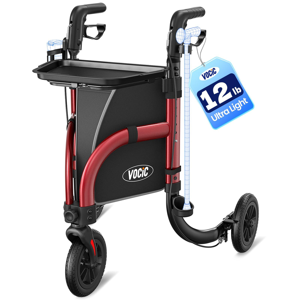 3 Wheel Walkers with Tray X4648