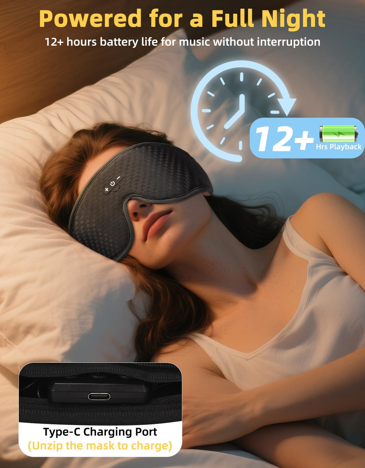 Adjustable Sleep Mask with Bluetooth Headphones M907