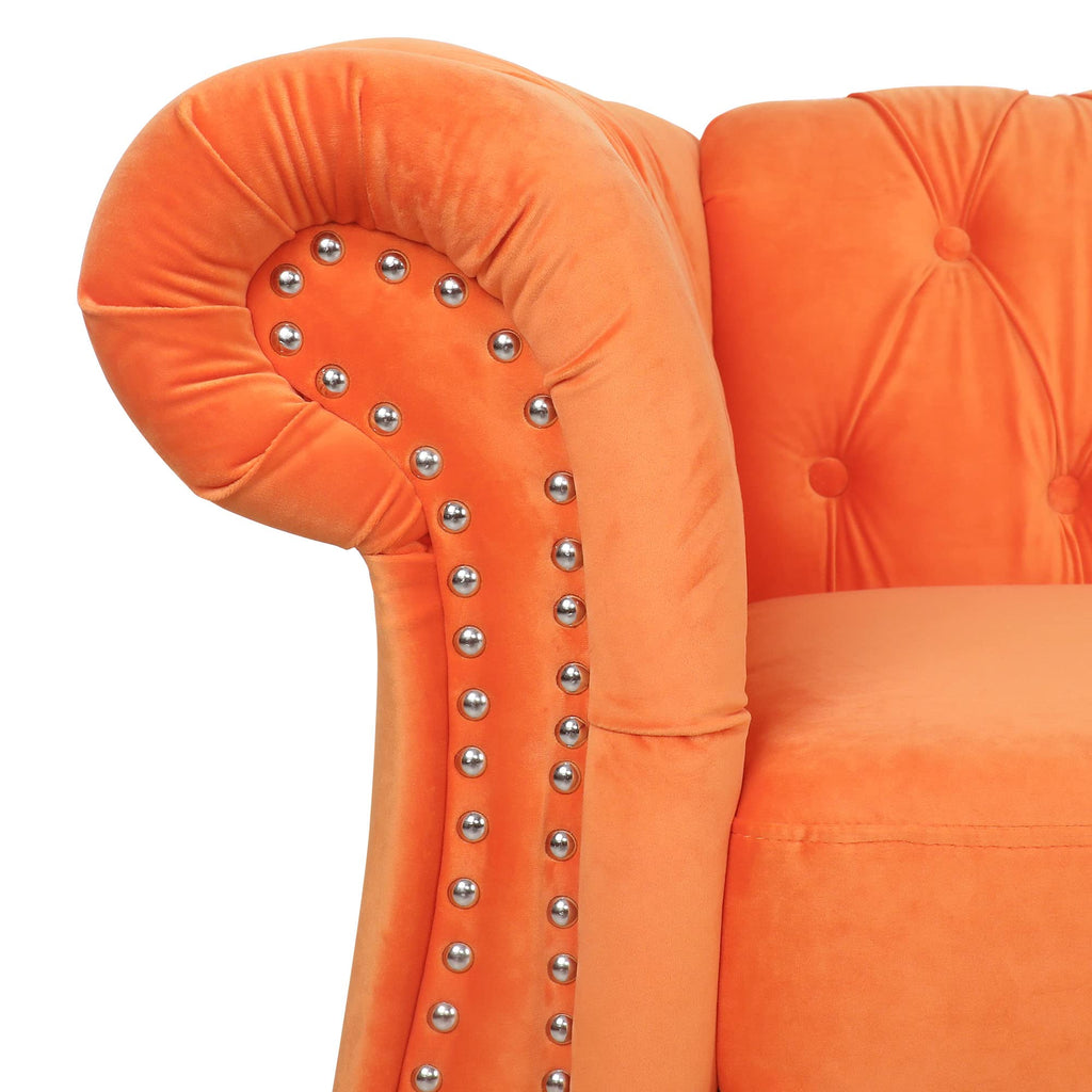 Orange Velvet 3 Seater Sofa T44916