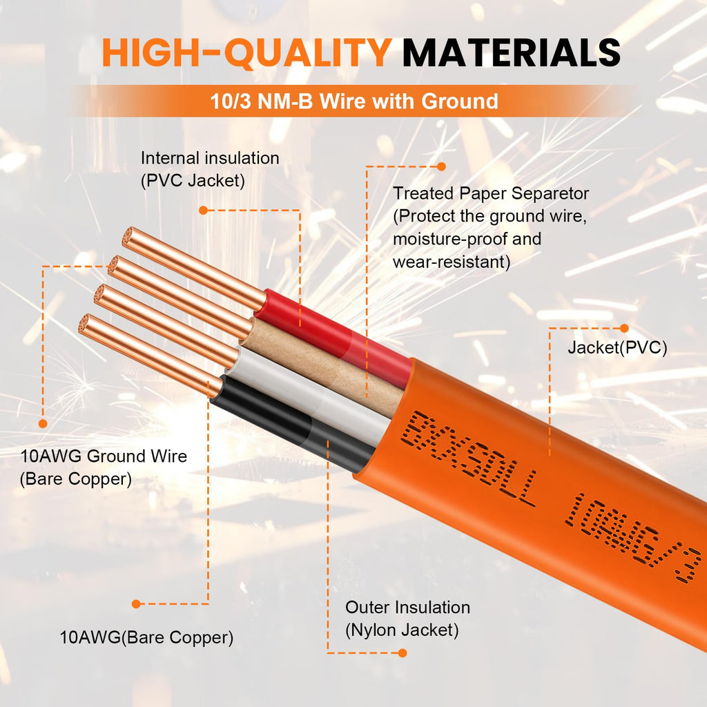 10/3 NM-B Electrical Wire with Ground E87488