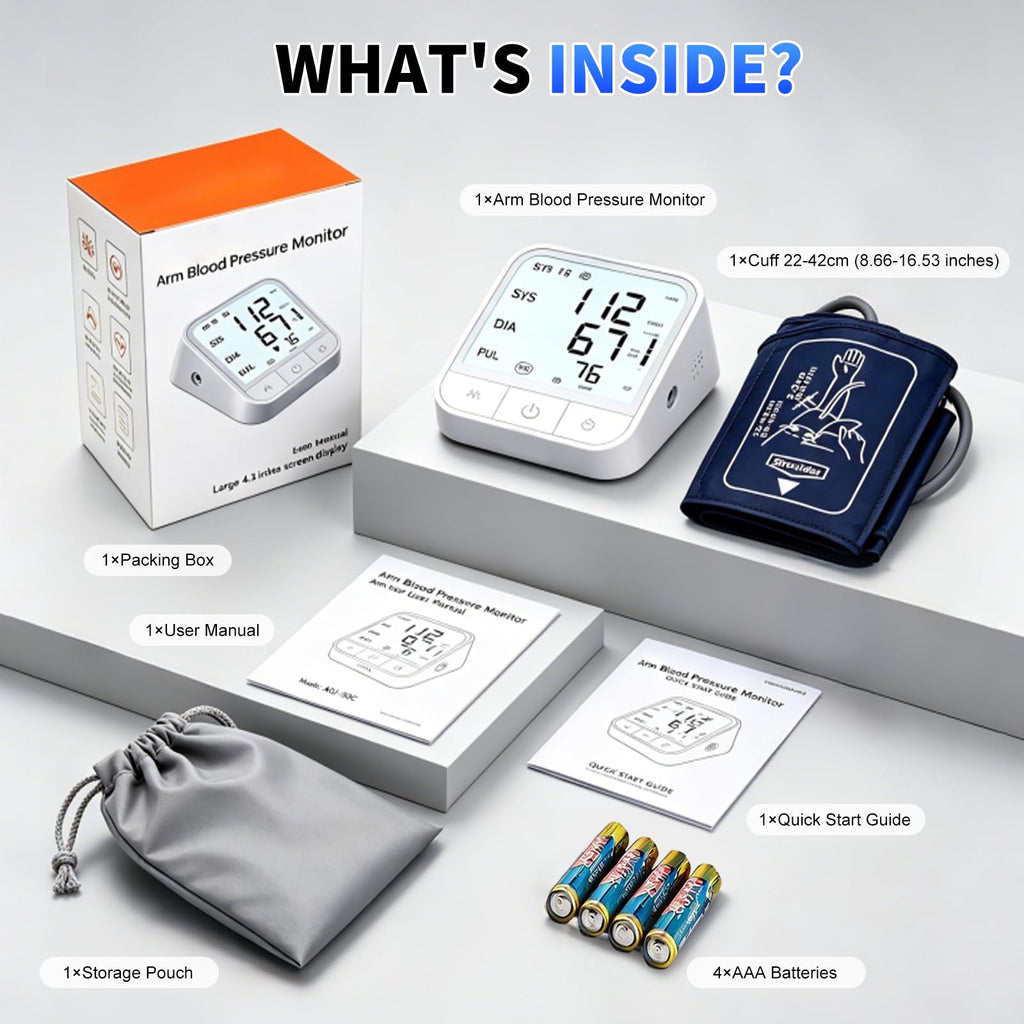Upper Arm Blood Pressure Monitor, Automatic Digital with Voice Broadcast, Backlit LED Display, Adjustable Cuff D241737