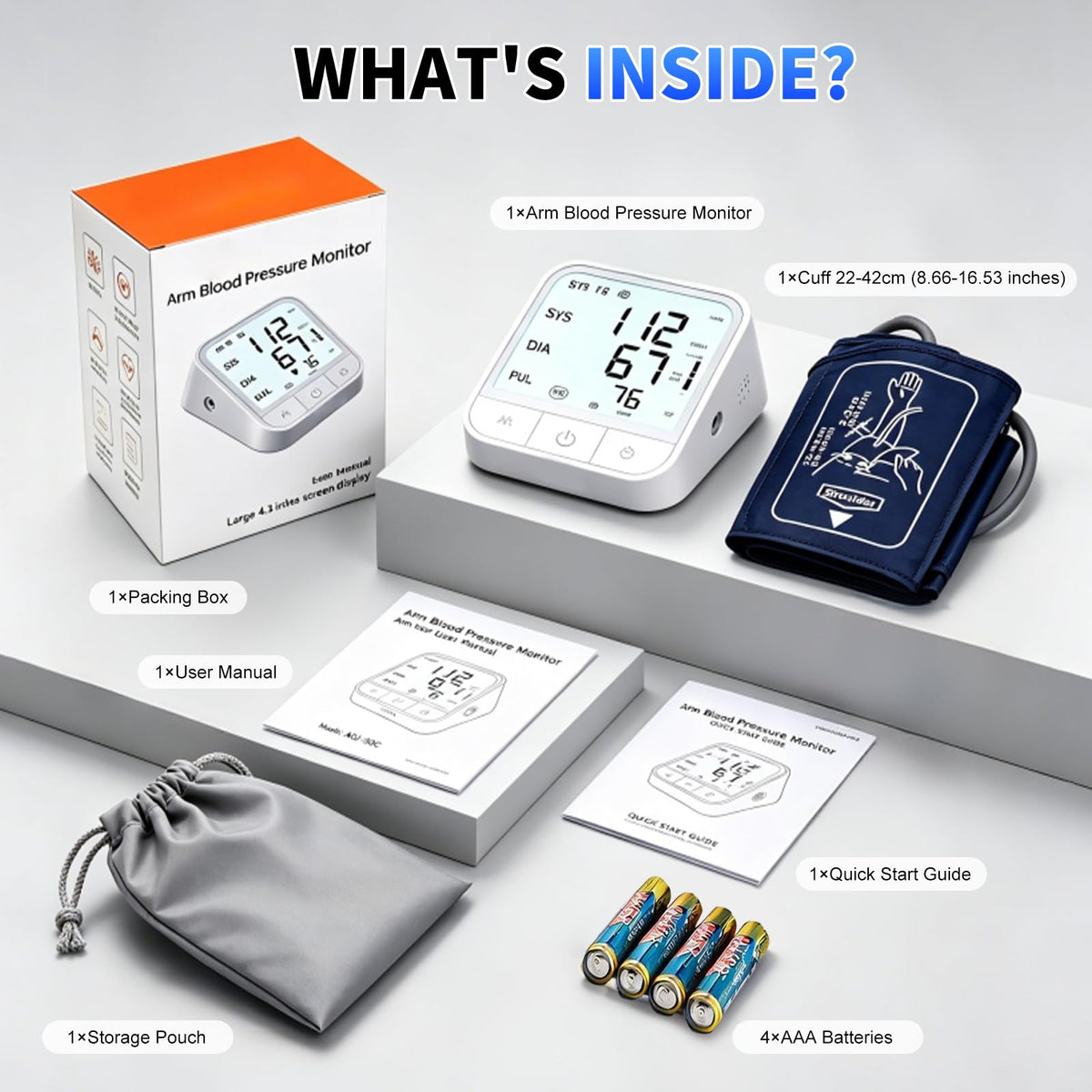 Upper Arm Blood Pressure Monitor, Automatic Digital with Voice Broadcast, Backlit LED Display, Adjustable Cuff D241737