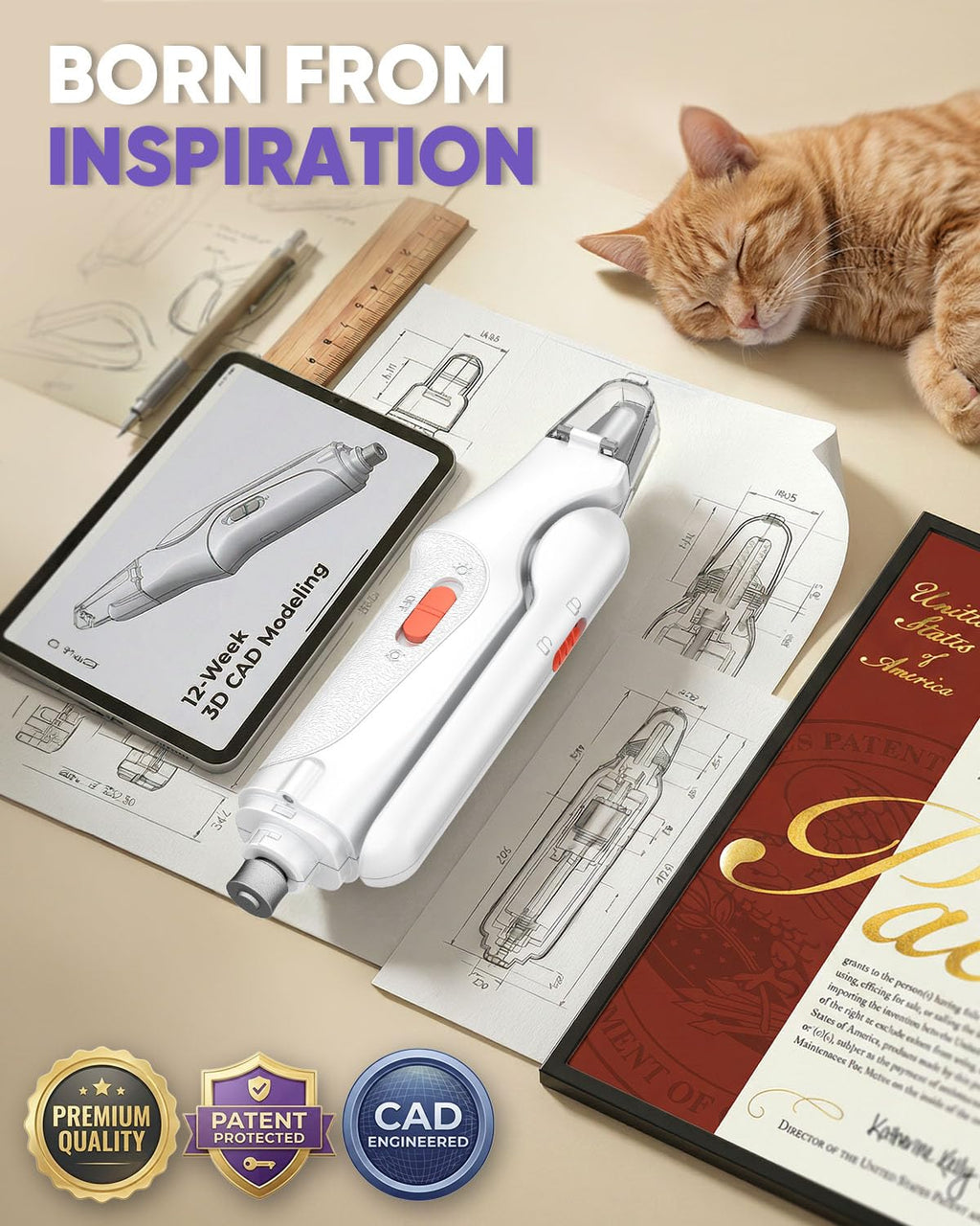 2-in-1 Cat & Dog Nail Clippers with Grinder and LED Lights Q69152
