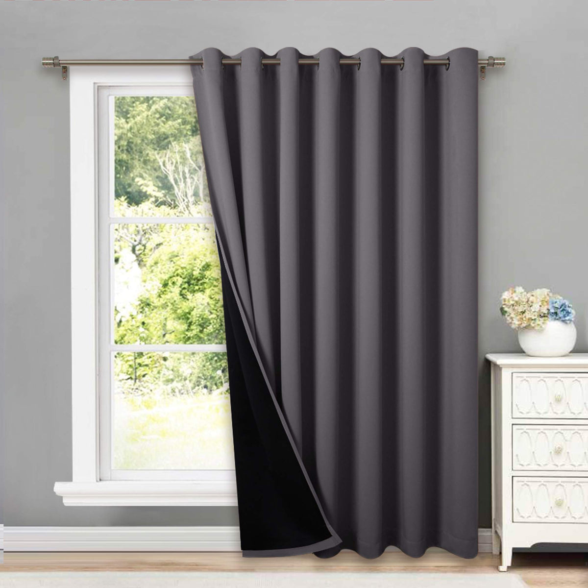 Gray 1 Panel 100 x 84 Inch Patio Door Curtain K9243