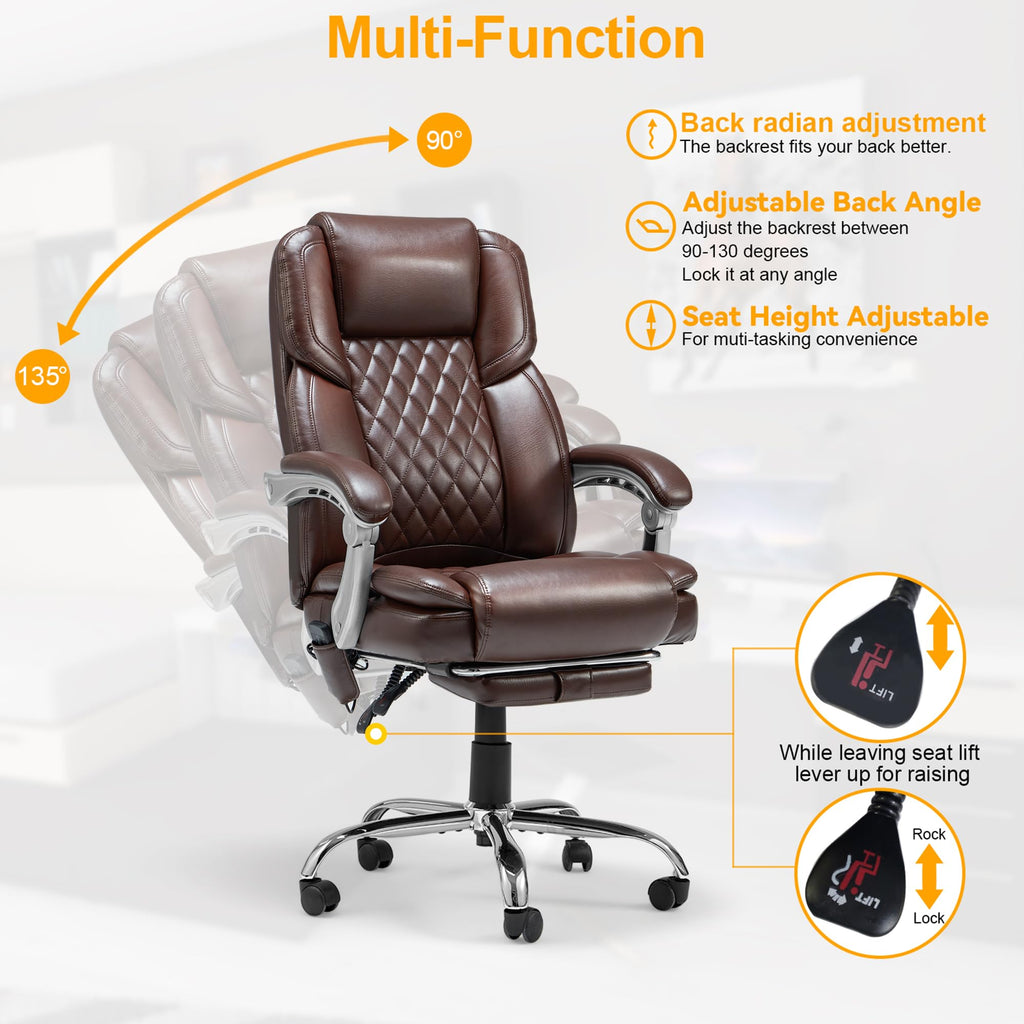 Brown Heated Massage Office Chair with Footrest Q75597