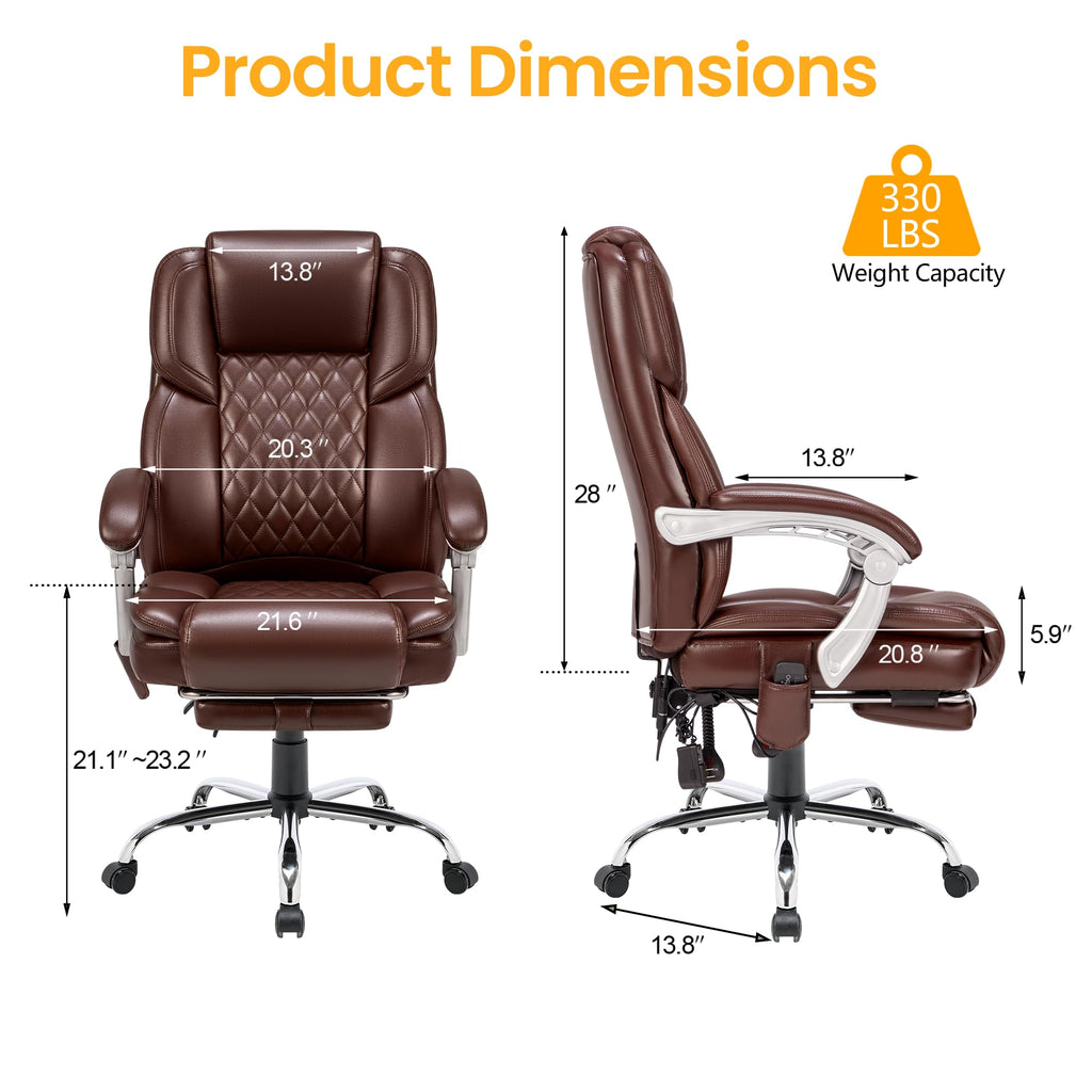 Brown Heated Massage Office Chair with Footrest Q75597